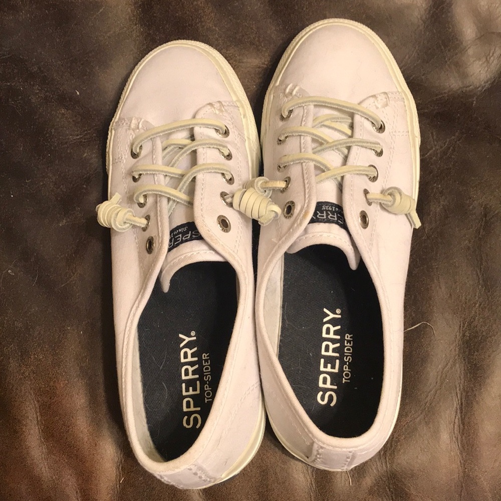 Sperry white canvas topsiders